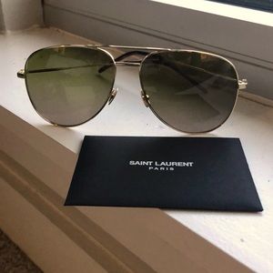 Saint Laurent army green lens with gold frame